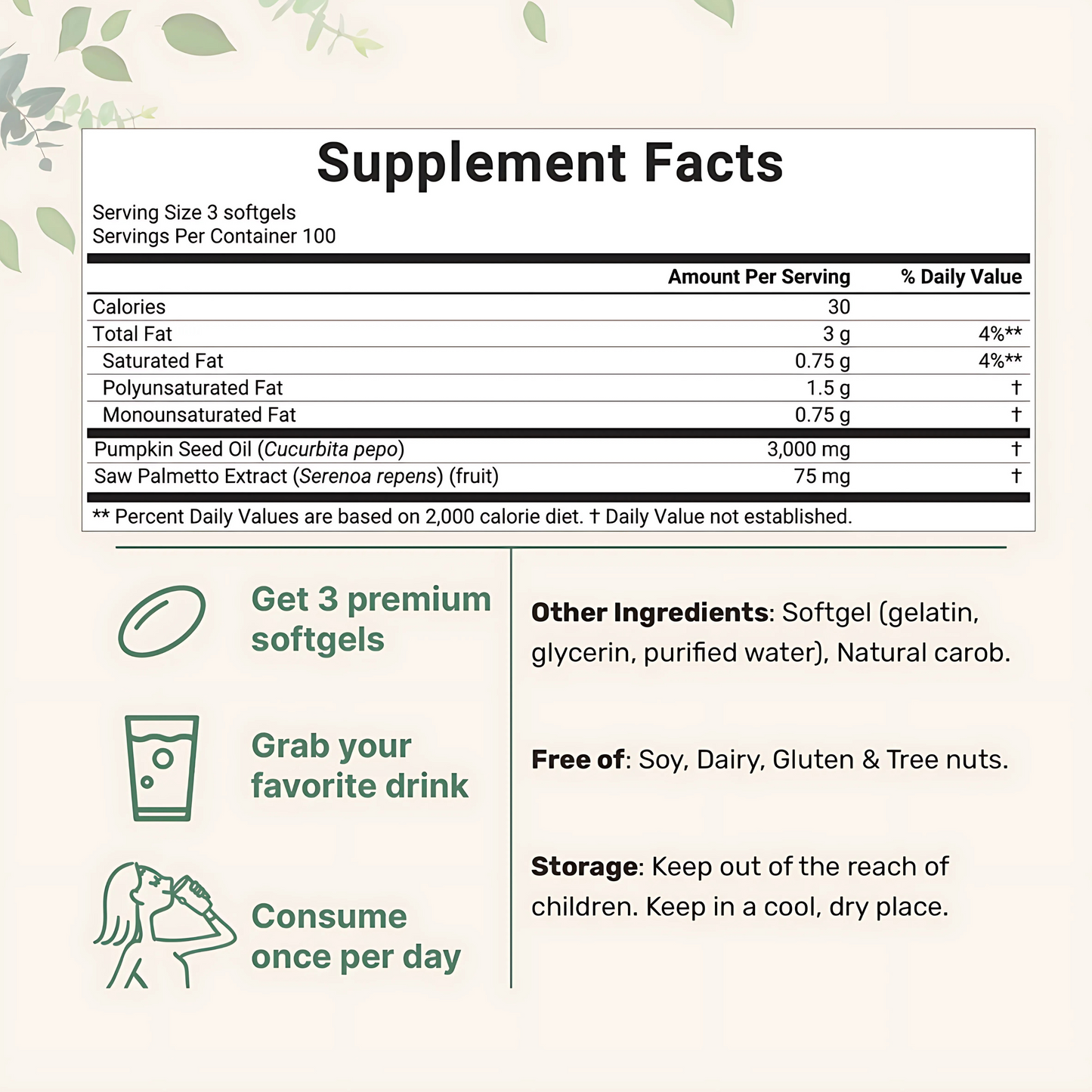 Pumpkin Seed Oil Capsules – 180 Count